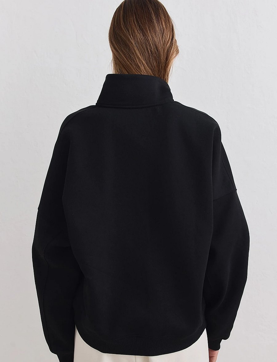 aim´n - Varsity Sweat Half Zip - overdele - black - 3