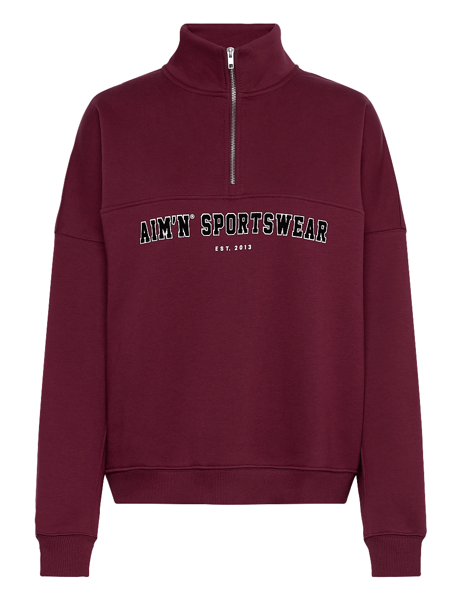 aim´n - Varsity Sweat Half Zip - Överdelar - cherry - 1