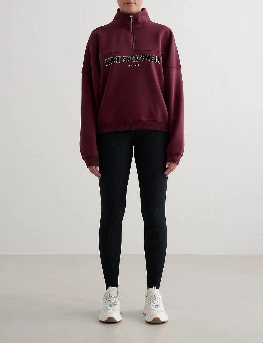 aim´n - Varsity Sweat Half Zip - Överdelar - cherry - 4