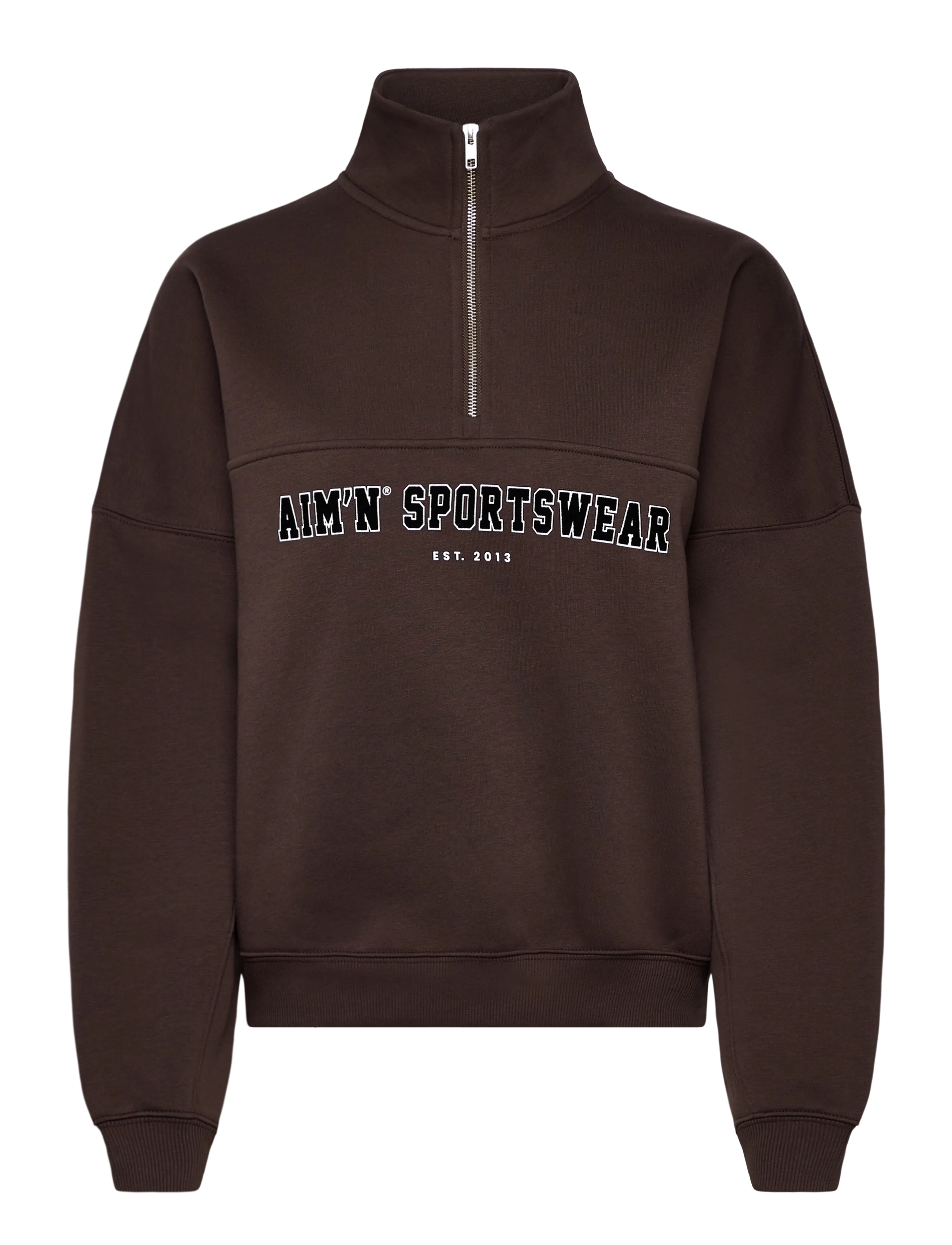 aim´n - Varsity Sweat Half Zip - oberteile - chocolate - 1