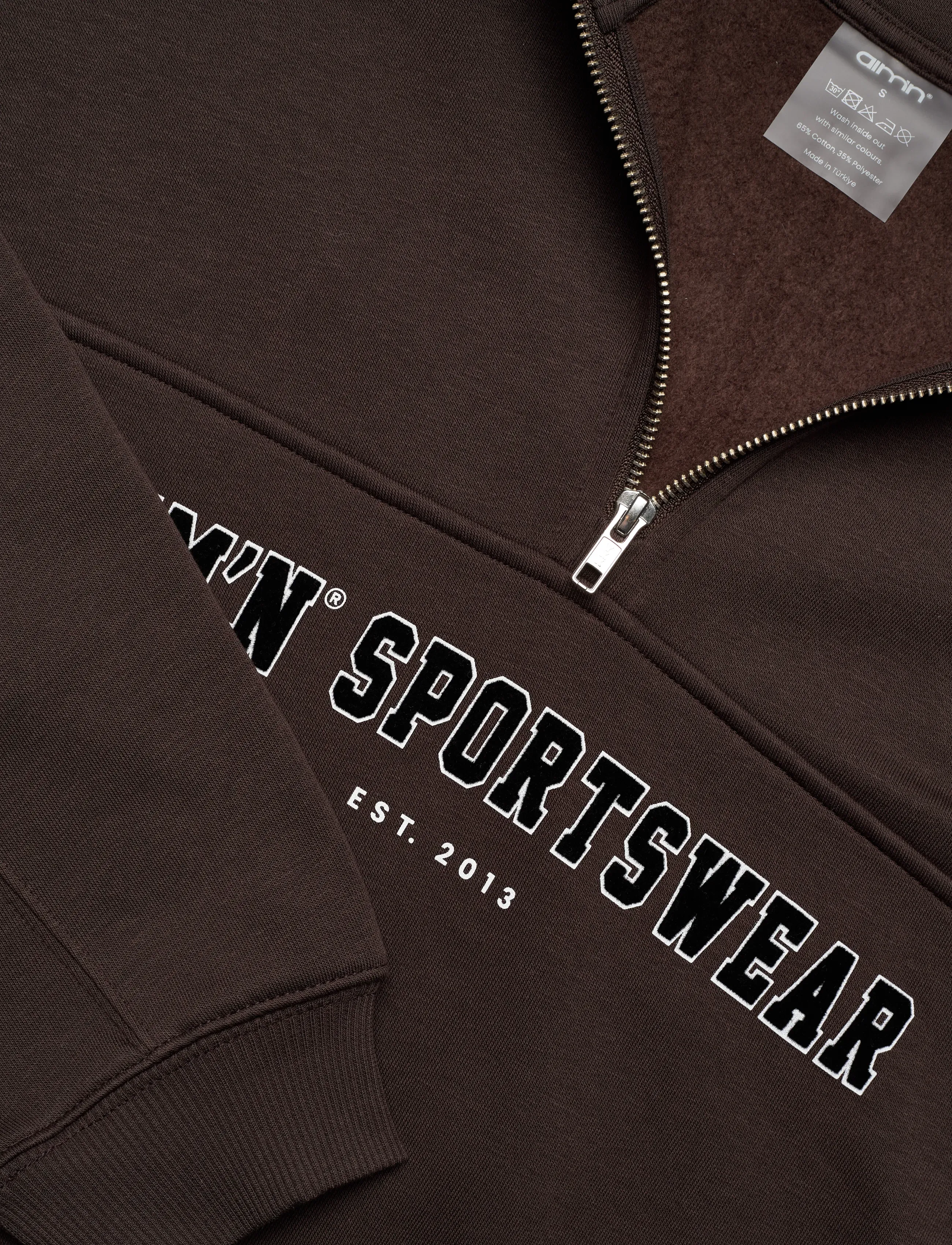 aim´n - Varsity Sweat Half Zip - oberteile - chocolate - 5