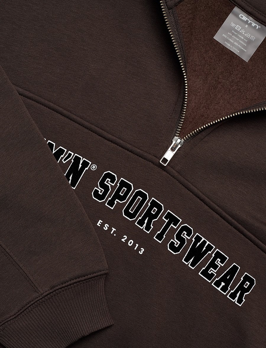 aim´n - Varsity Sweat Half Zip - oberteile - chocolate - 5
