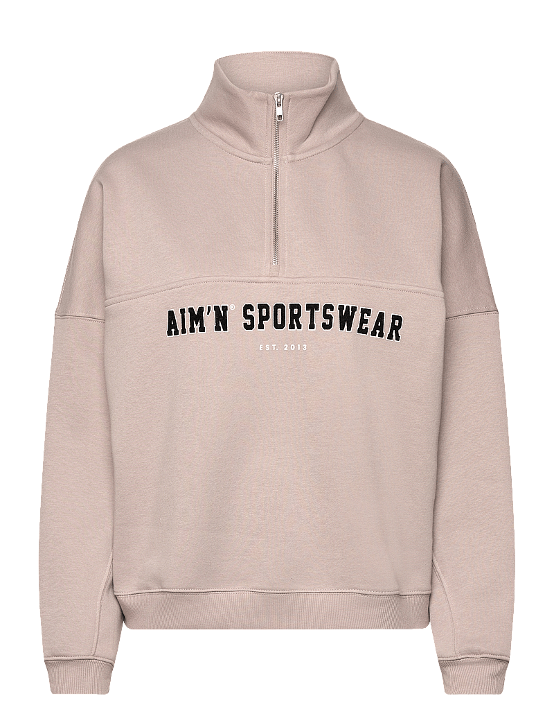 aim´n - Varsity Sweat Half Zip - overdele - dark clay - 0