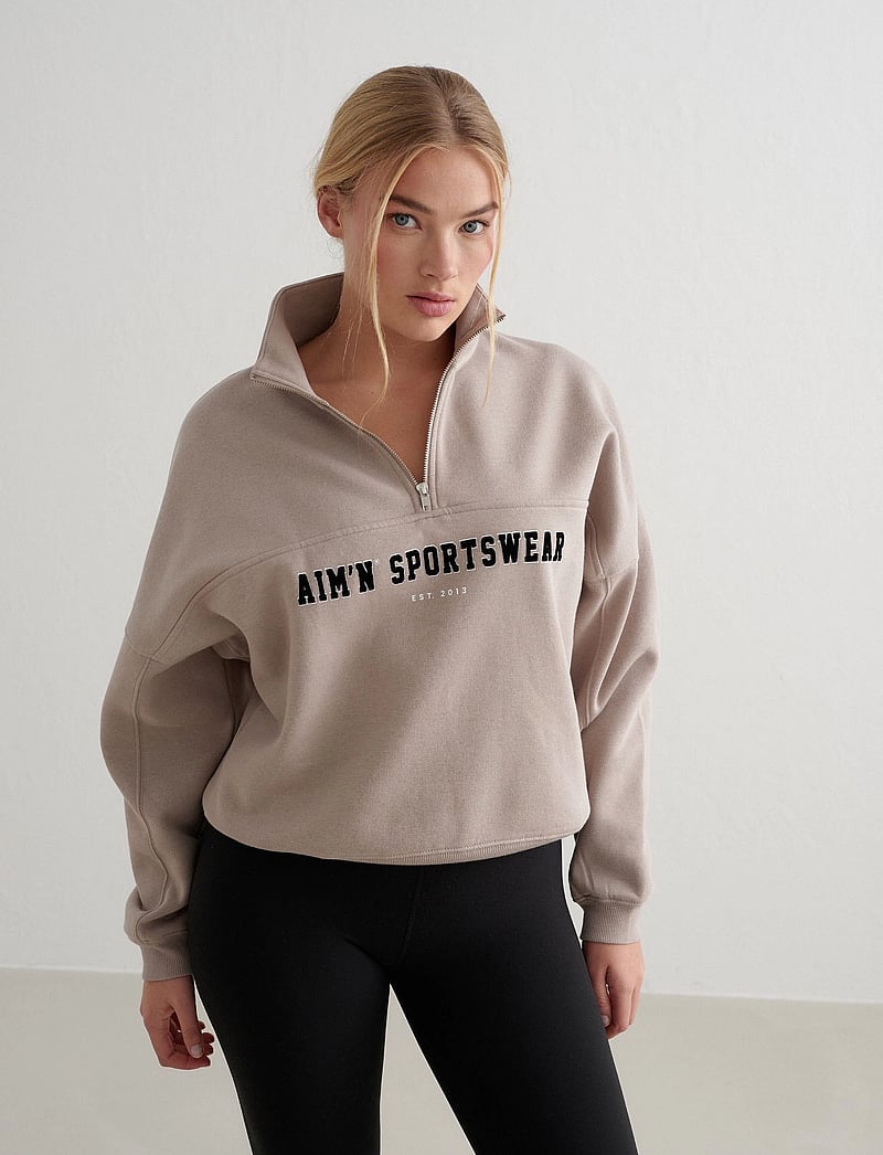 aim´n - Varsity Sweat Half Zip - overdele - dark clay - 3