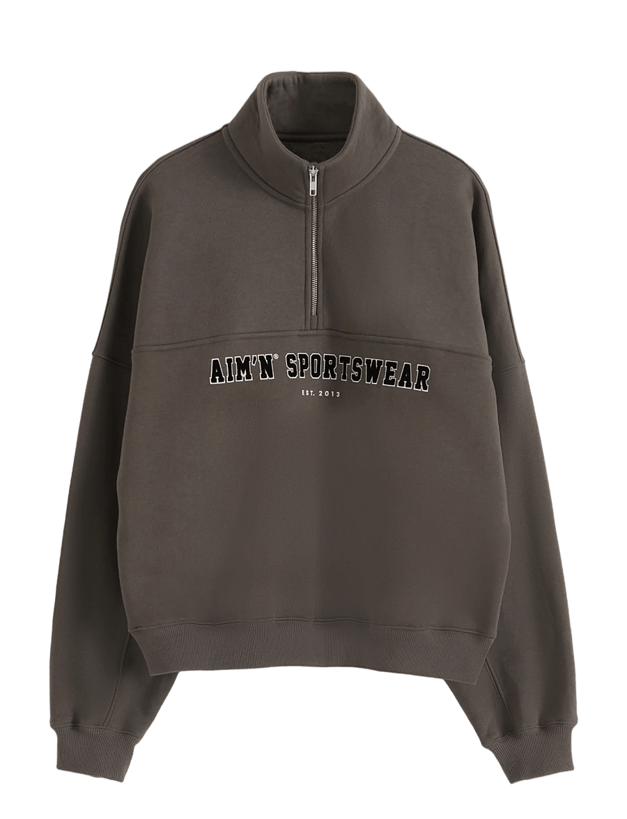 aim´n - Varsity Sweat Half Zip - dressipluusid ja pusad - dark ivy - 1