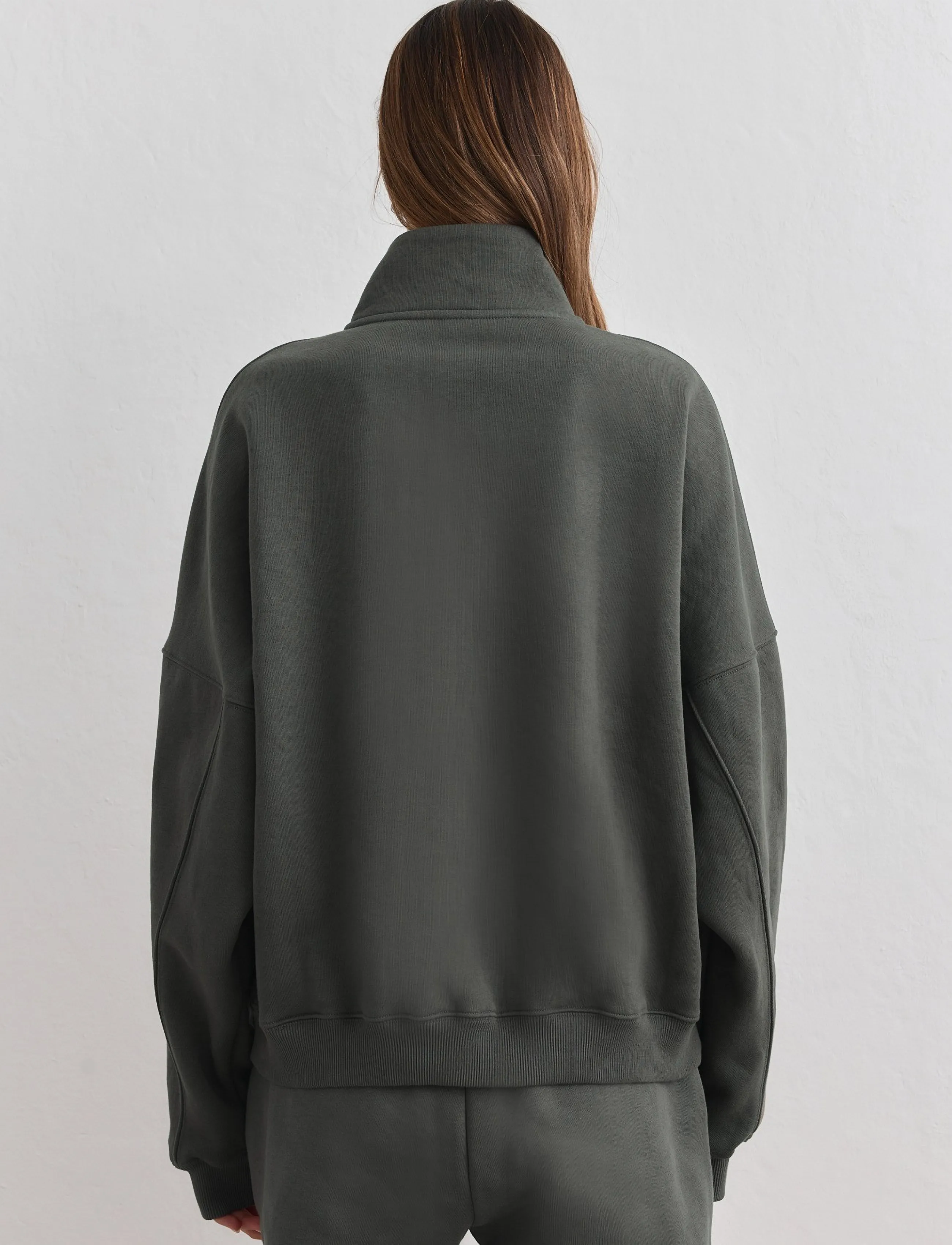 aim´n - Varsity Sweat Half Zip - dressipluusid ja pusad - dark ivy - 3