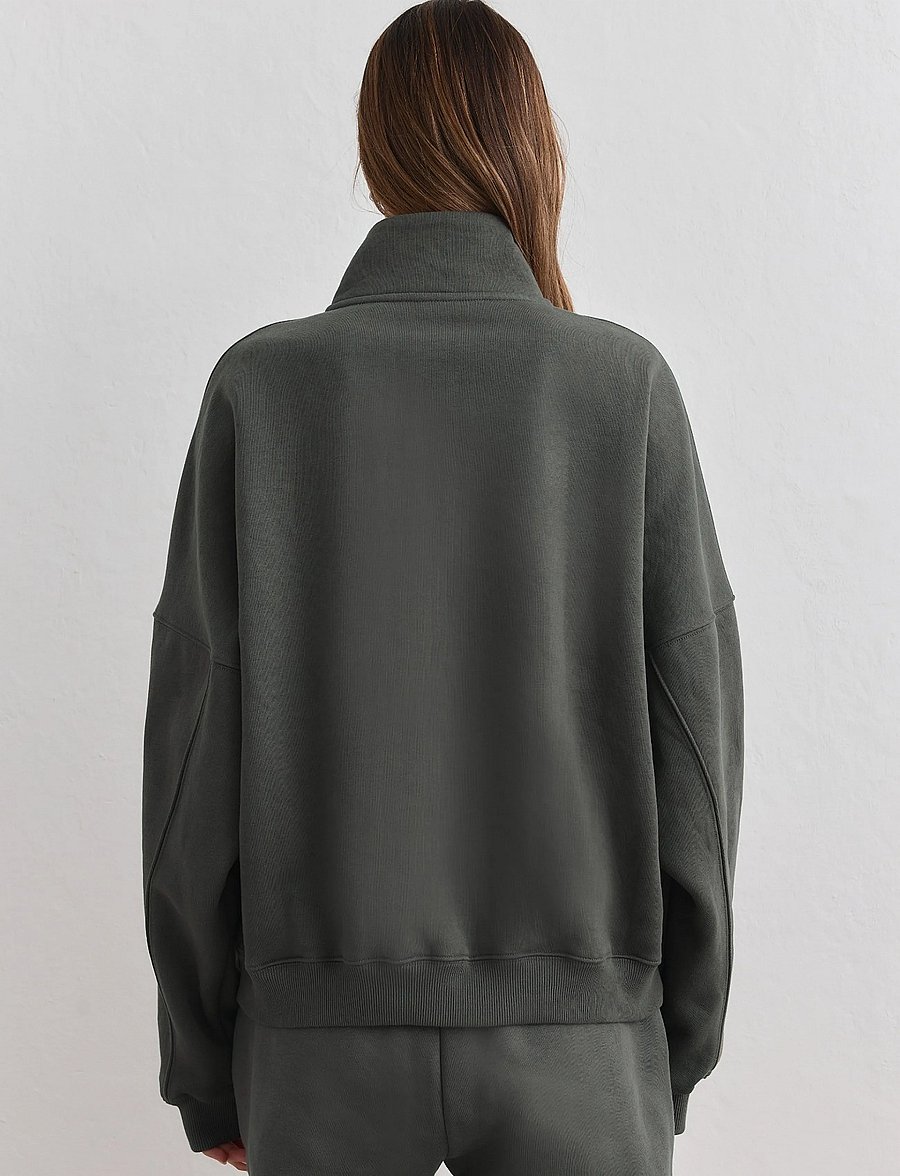 aim´n - Varsity Sweat Half Zip - dressipluusid ja pusad - dark ivy - 3