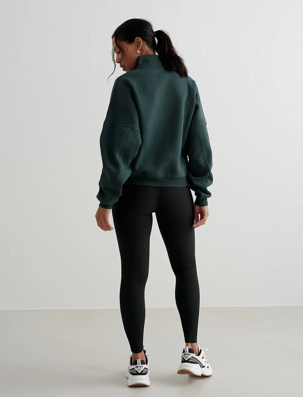 aim´n - Varsity Sweat Half Zip - overdele - deep emerald - 5