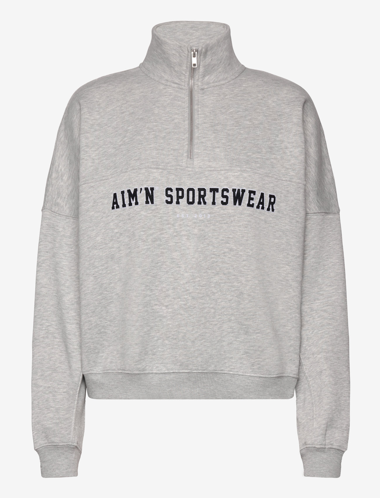 aim´n - Varsity Sweat Half Zip - Överdelar - grey melange - 1
