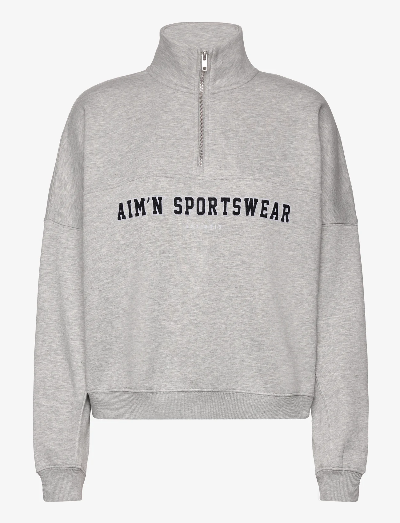 AIM'N - Varsity Sweat Half Zip - sweatshirts - grey melange - 1
