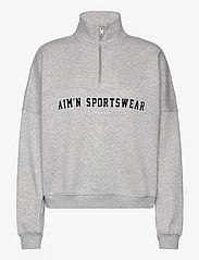 AIM'N - Varsity Sweat Half Zip - sweatshirts - grey melange - 1