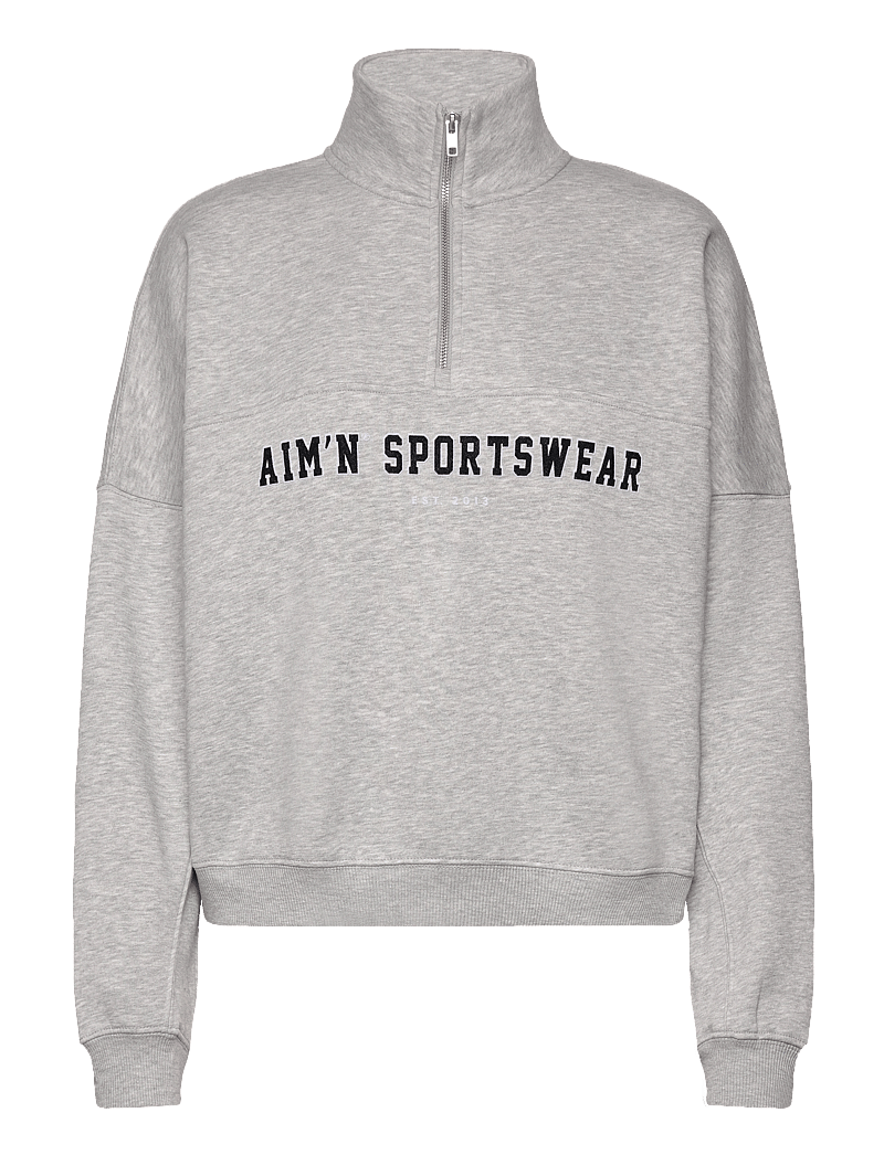 aim´n - Varsity Sweat Half Zip - oberteile - grey melange - 1