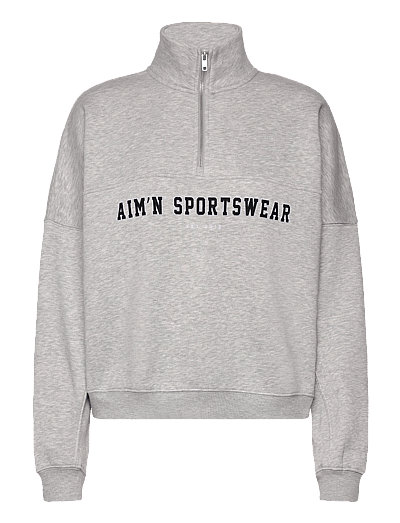 aim´n Varsity Sweat Half Zip - Oberteile - GREY MELANGE / grey