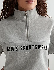AIM'N - Varsity Sweat Half Zip - sweatshirts - grey melange - 3