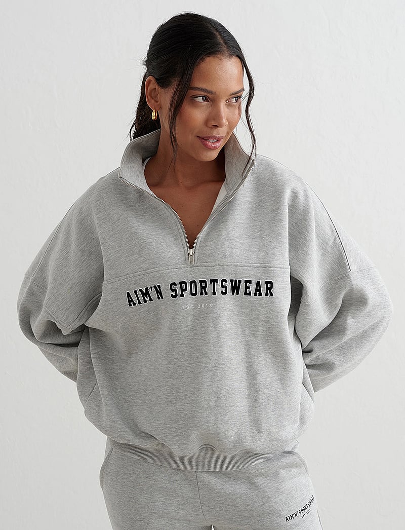 aim´n - Varsity Sweat Half Zip - oberteile - grey melange - 3