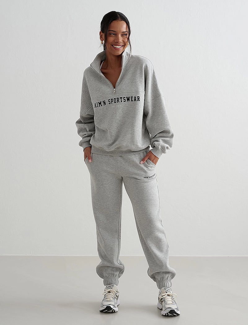 aim´n - Varsity Sweat Half Zip - oberteile - grey melange - 4