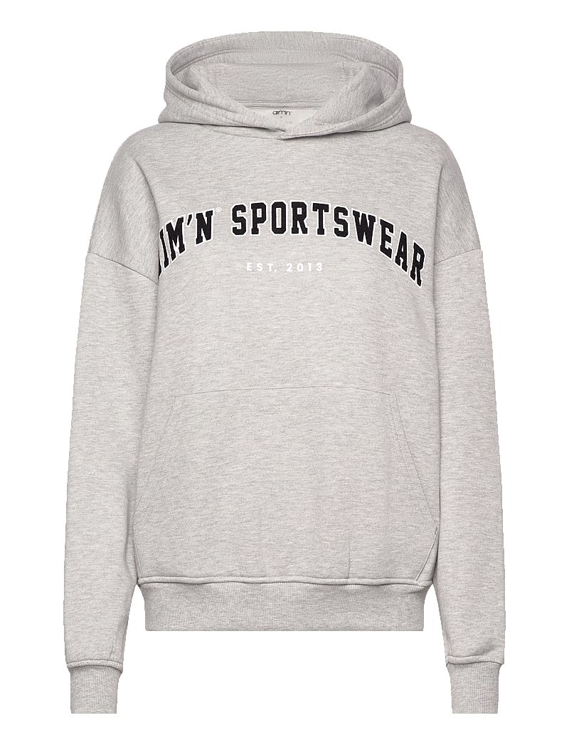 aim´n - Varsity Sweat Hood - dressipluusid ja pusad - grey melange - 1