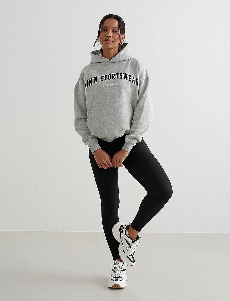 aim´n - Varsity Sweat Hood - dressipluusid ja pusad - grey melange - 5