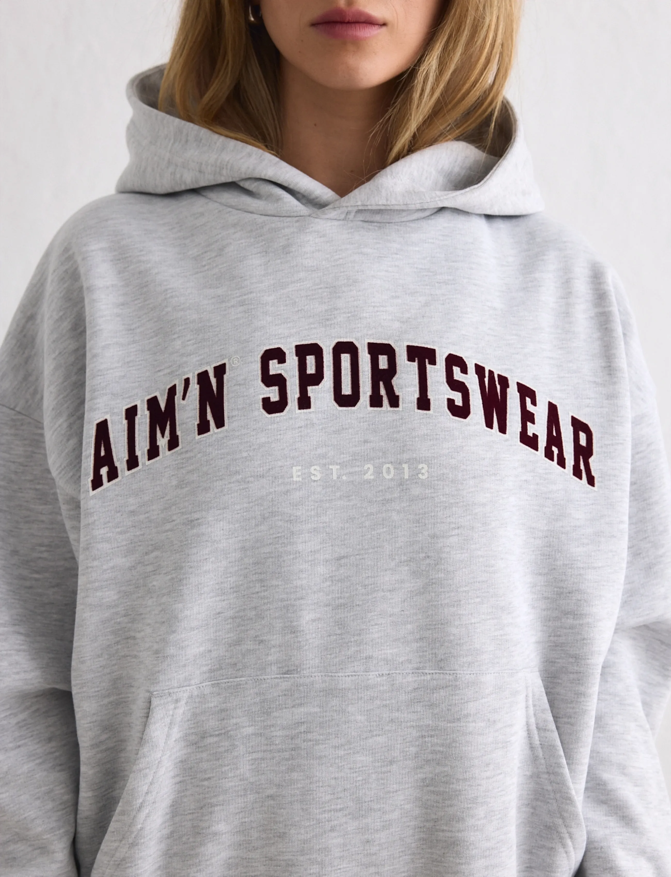aim´n - Varsity Sweat Hood - dressipluusid ja pusad - light grey melange - 3