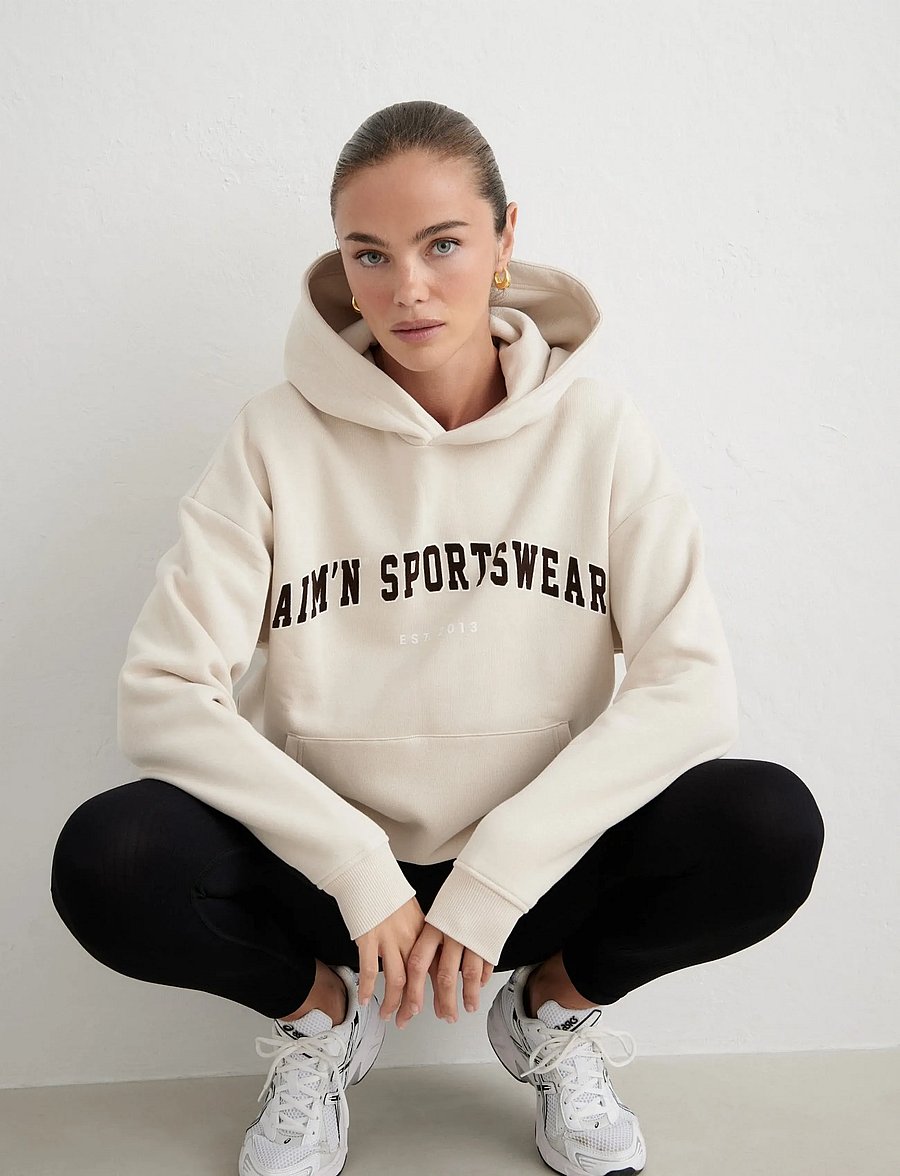 aim´n - Varsity Sweat Hood - sweatshirts - sand - 0