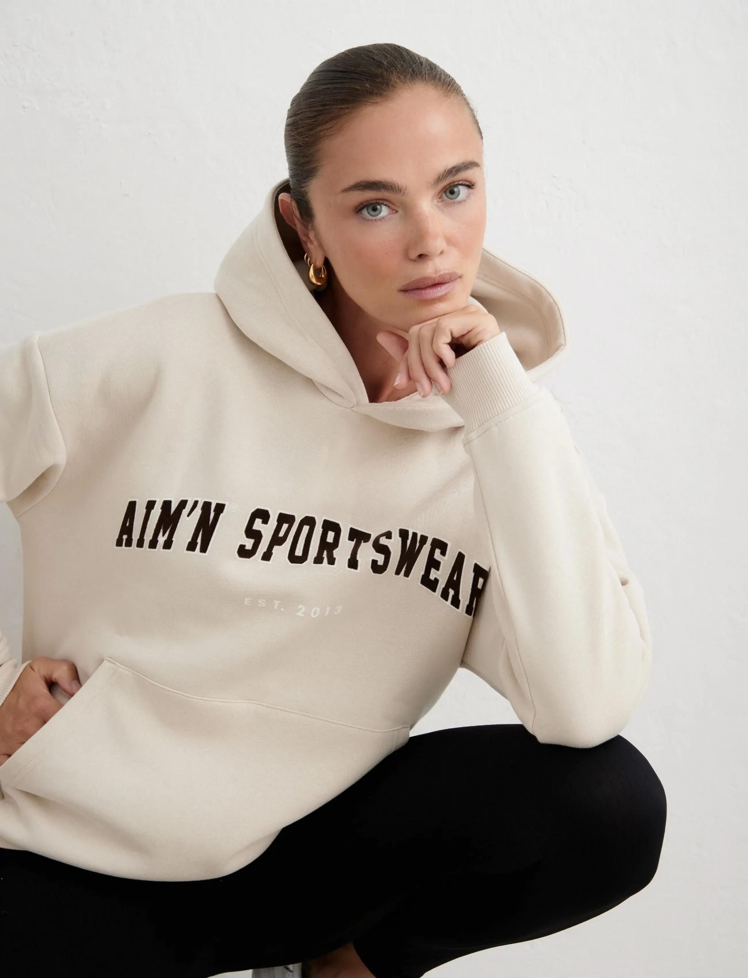 aim´n - Varsity Sweat Hood - overdele - sand - 4