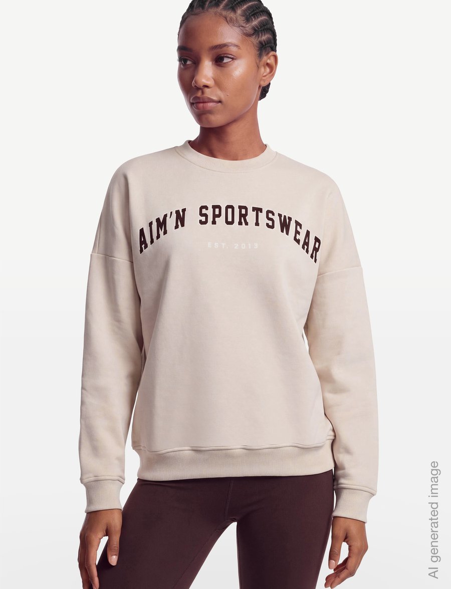 aim´n - Varsity Sweatshirt - tops - sand - 3