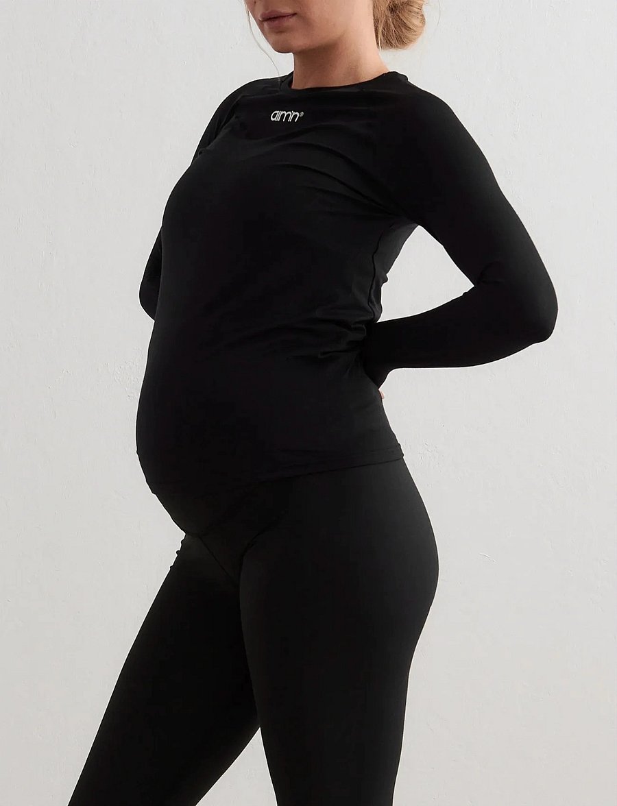 aim´n - Soft Basic Maternity Long Sleeve - pikkade varrukatega alussärgid - black - 0