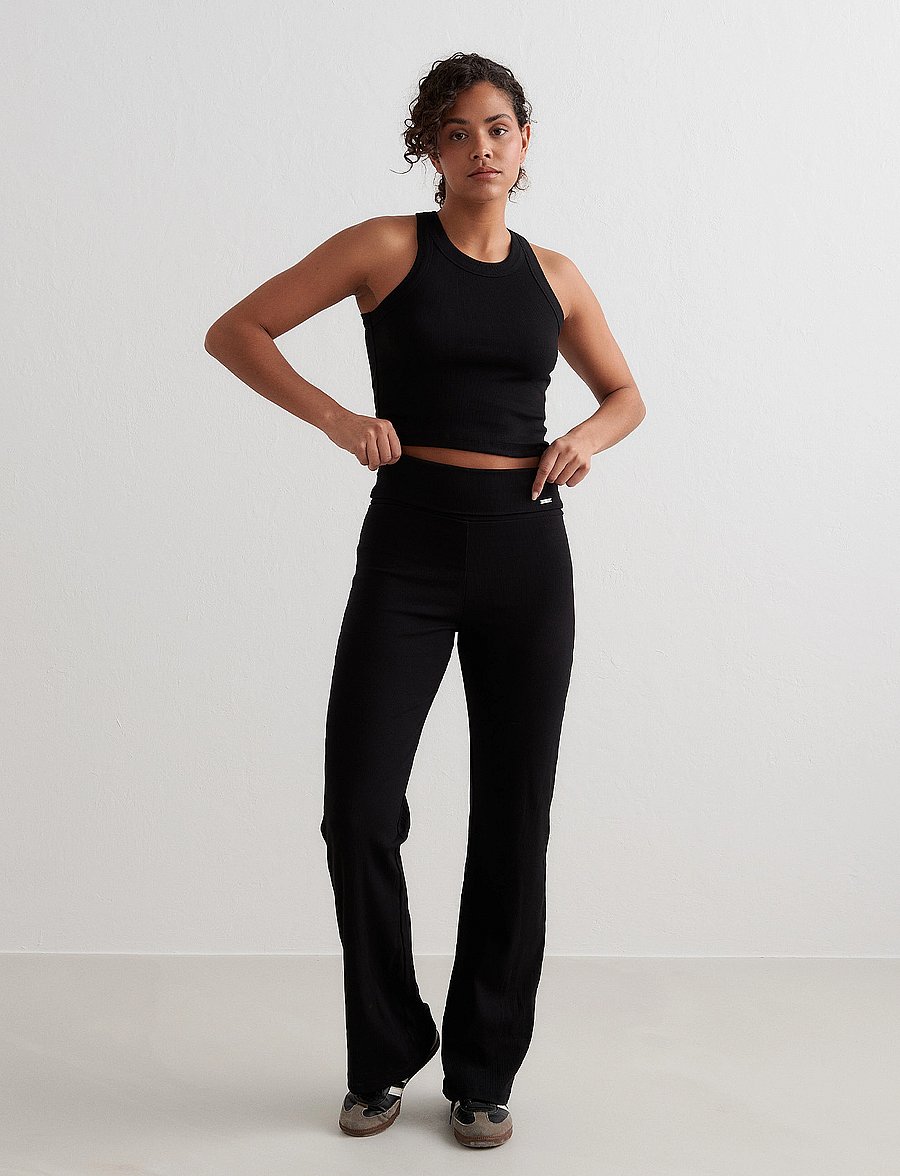 aim´n - Ease Ribbed Pants - treniņbikses - black - 0