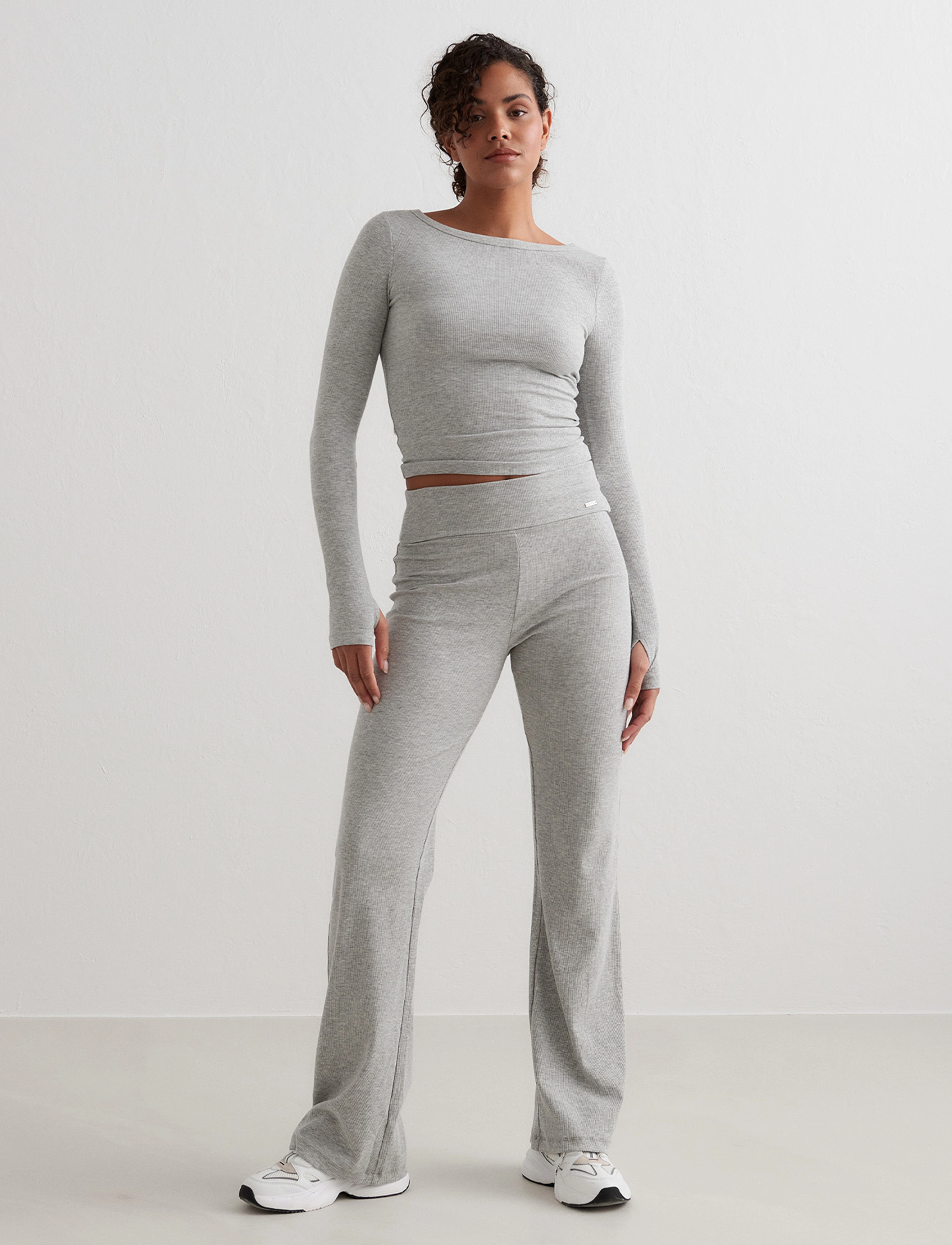 aim ́n Ease Ribbed Pants, XL, Grey, Sport > Joggingbukser, Dame