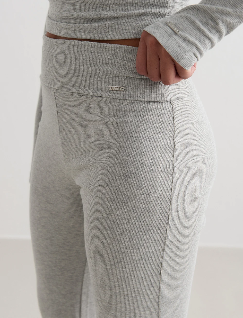 aim´n - Ease Ribbed Pants - training pants - grey melange - 4