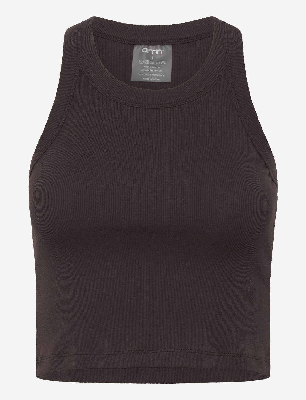 aim´n - Ease Ribbed Tank Top - crop-tops - chocolate - 1