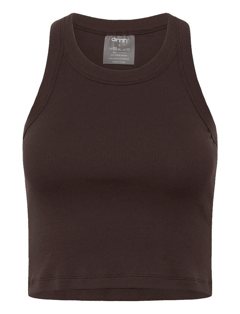aim´n - Ease Ribbed Tank Top - crop-tops - chocolate - 1