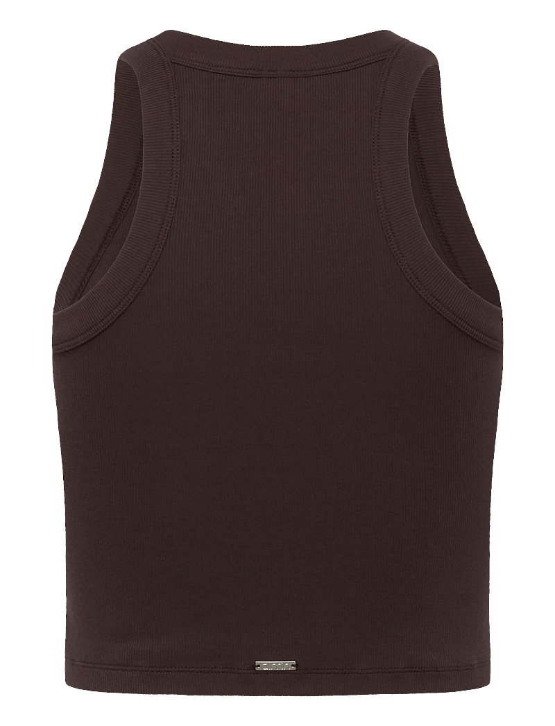 aim´n - Ease Ribbed Tank Top - crop-tops - chocolate - 2