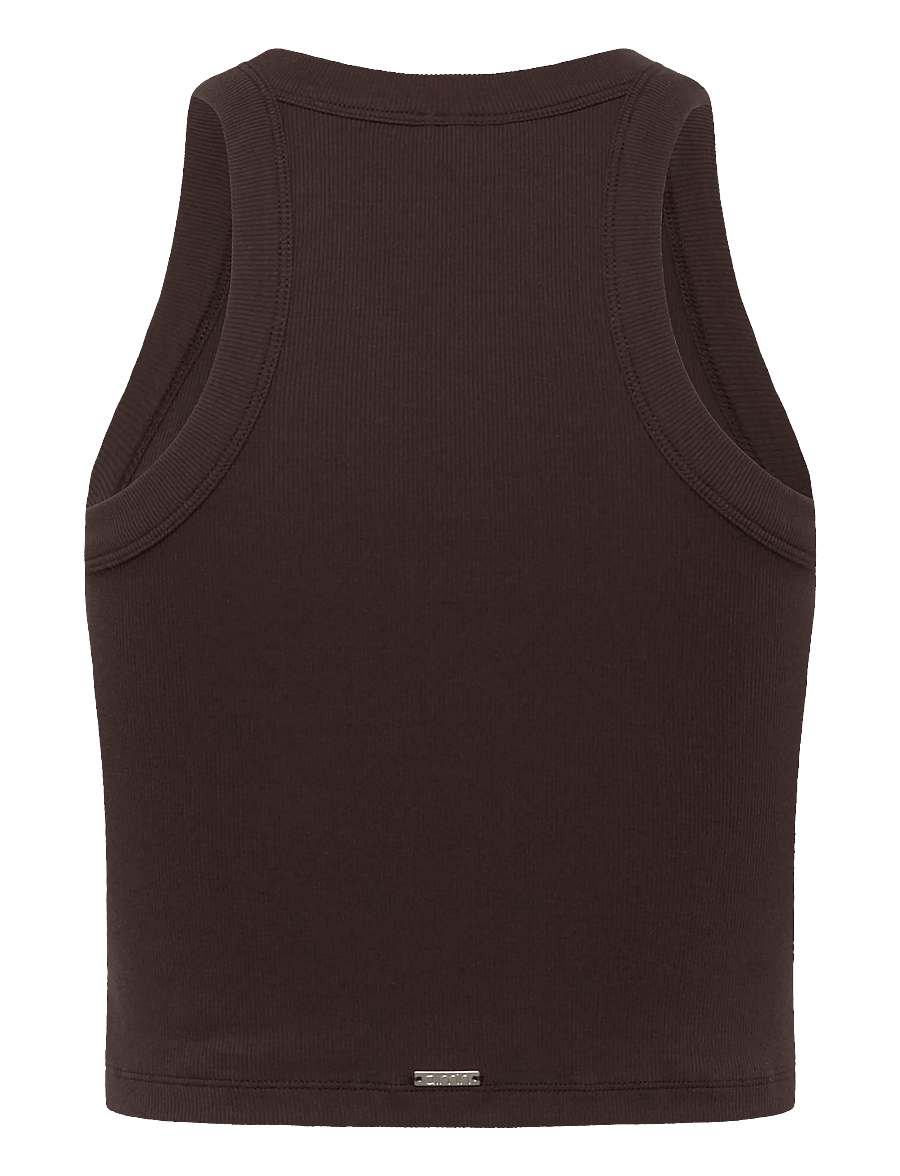 aim´n - Ease Ribbed Tank Top - crop-tops - chocolate - 2