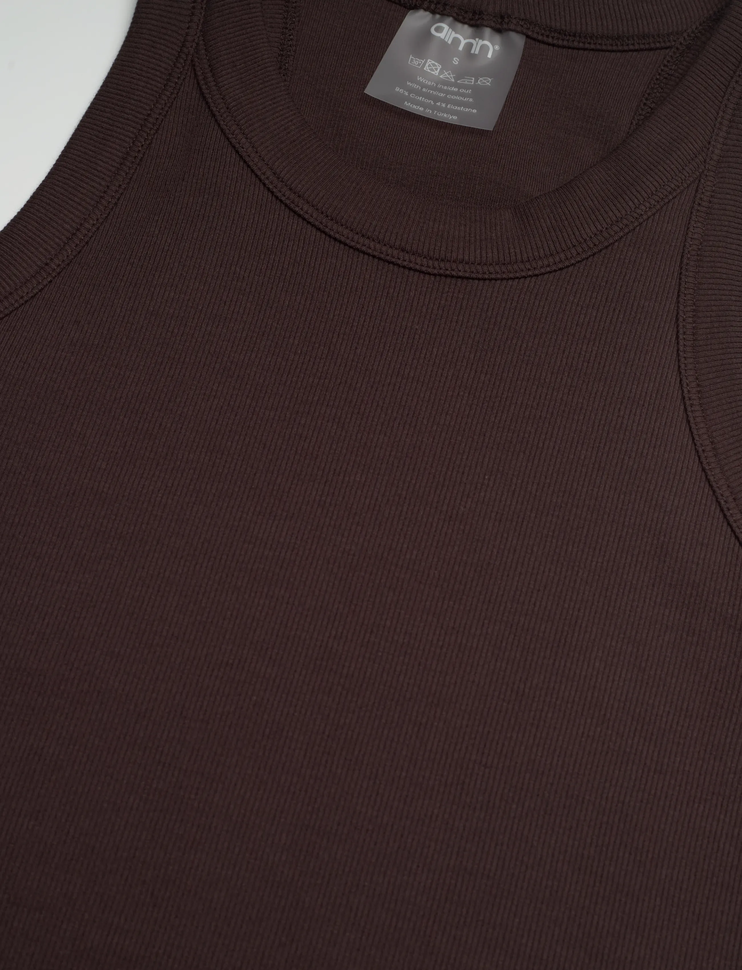 aim´n - Ease Ribbed Tank Top - crop-tops - chocolate - 5