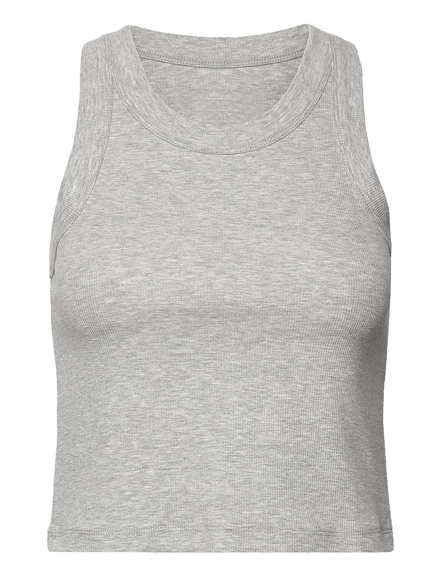 aim´n - Ease Ribbed Tank Top - crop-tops - grey melange - 1