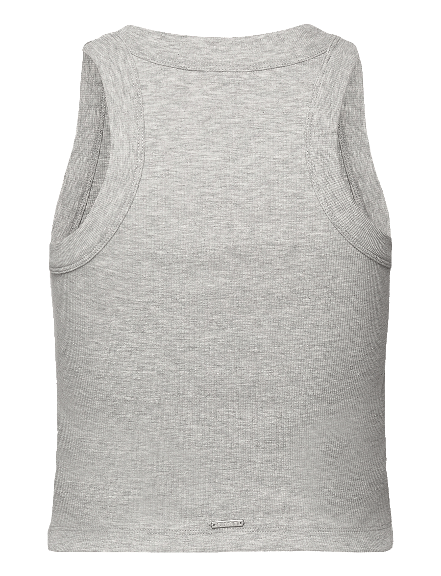 aim´n - Ease Ribbed Tank Top - crop-tops - grey melange - 2