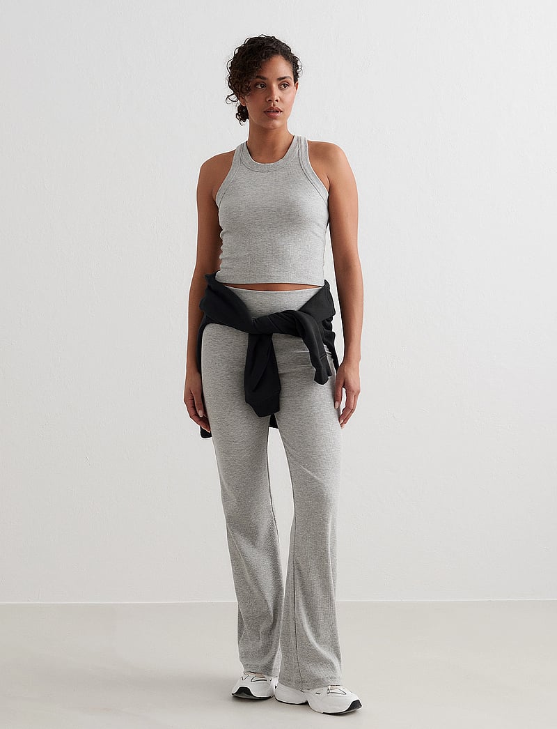 aim´n - Ease Ribbed Tank Top - linnen - grey melange - 0