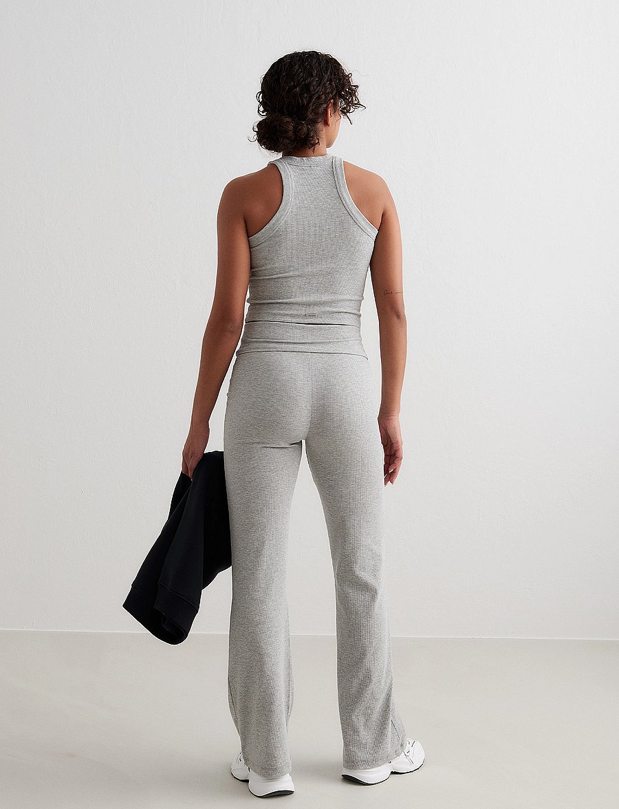 aim´n - Ease Ribbed Tank Top - crop-tops - grey melange - 4