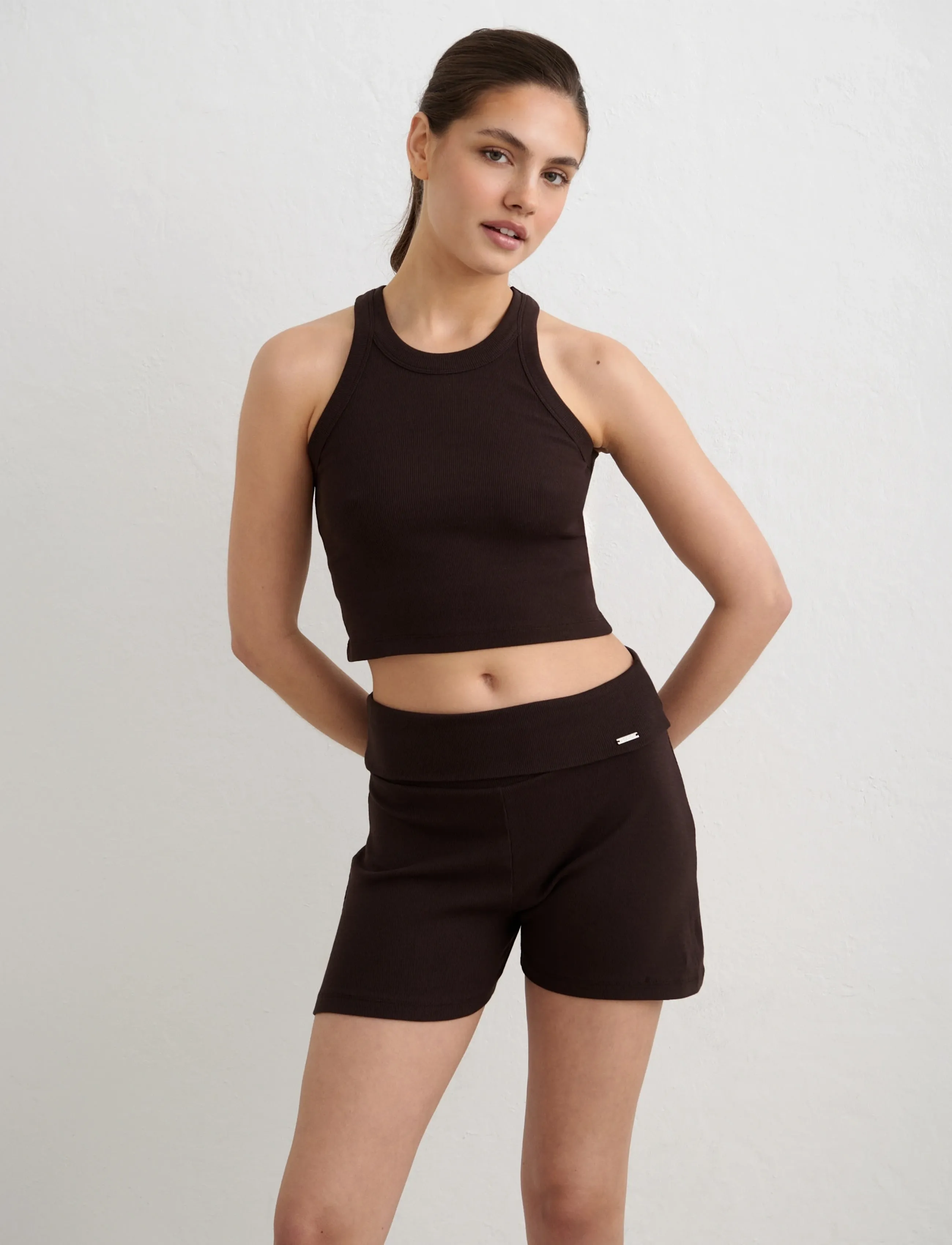 aim´n - Ease Ribbed Shorts - shorts - chocolate - 3
