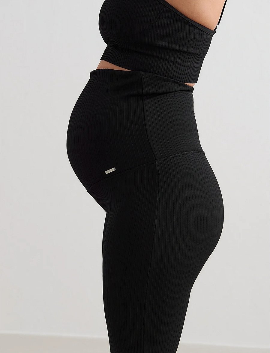 aim´n - Ribbed Seamless Flare Maternity Tights - treenitrikoot - black - 4