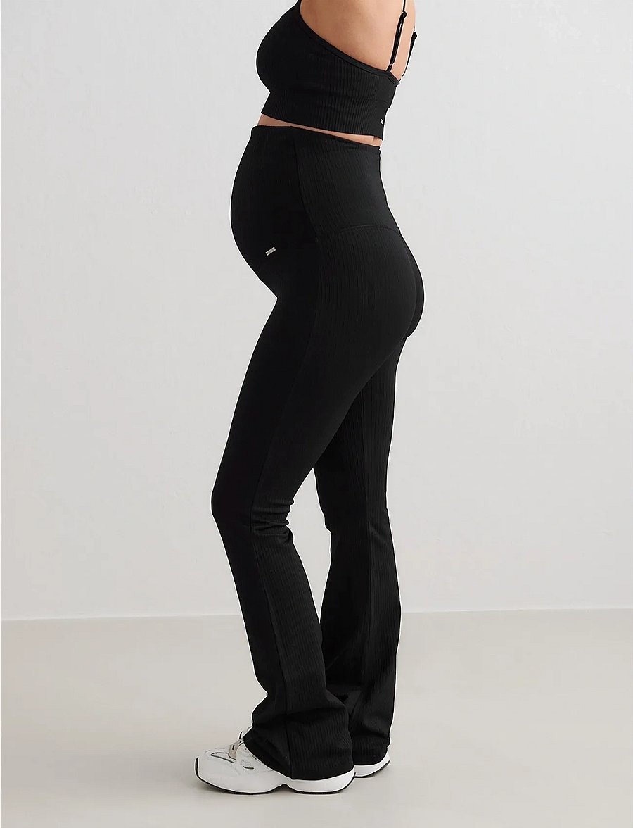 aim´n - Ribbed Seamless Flare Maternity Tights - treenitrikoot - black - 5