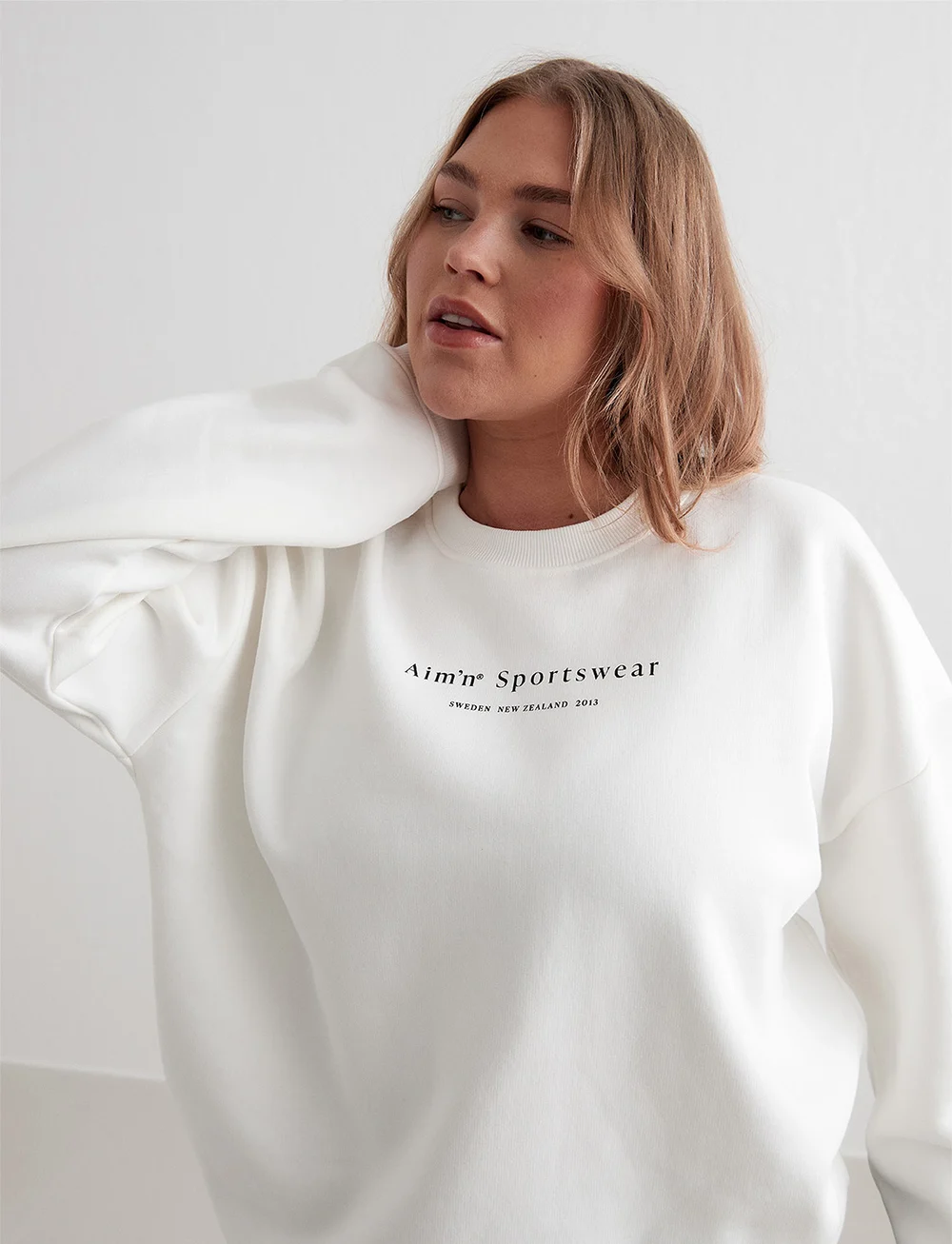 aim´n - Serif Sweatshirt - overdele - off white - 5