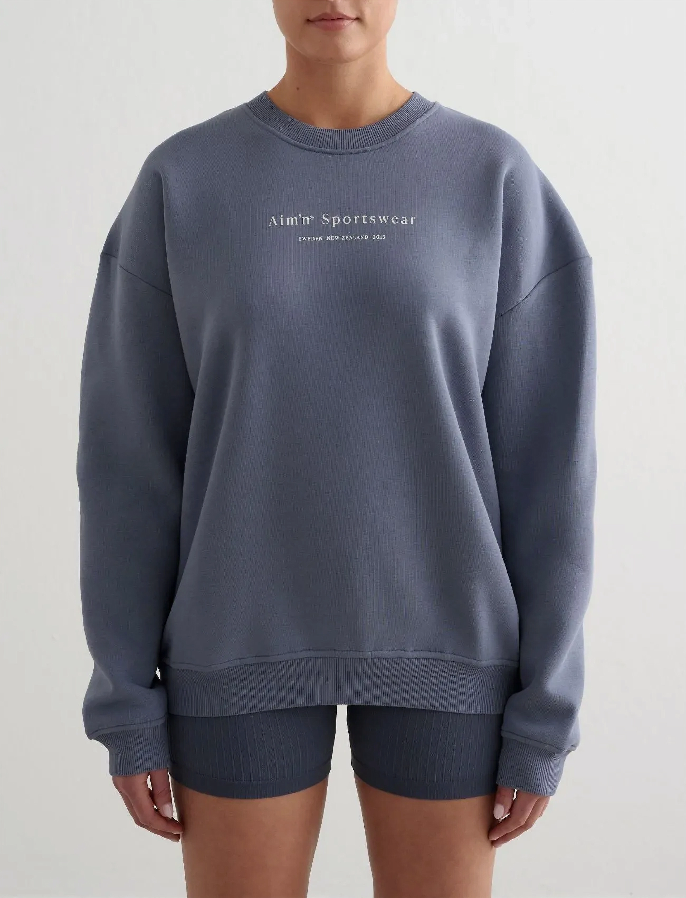 aim ́n Serif Sweatshirt, Kvinder, Rundhalset Sweatshirt, Blå, Str: S