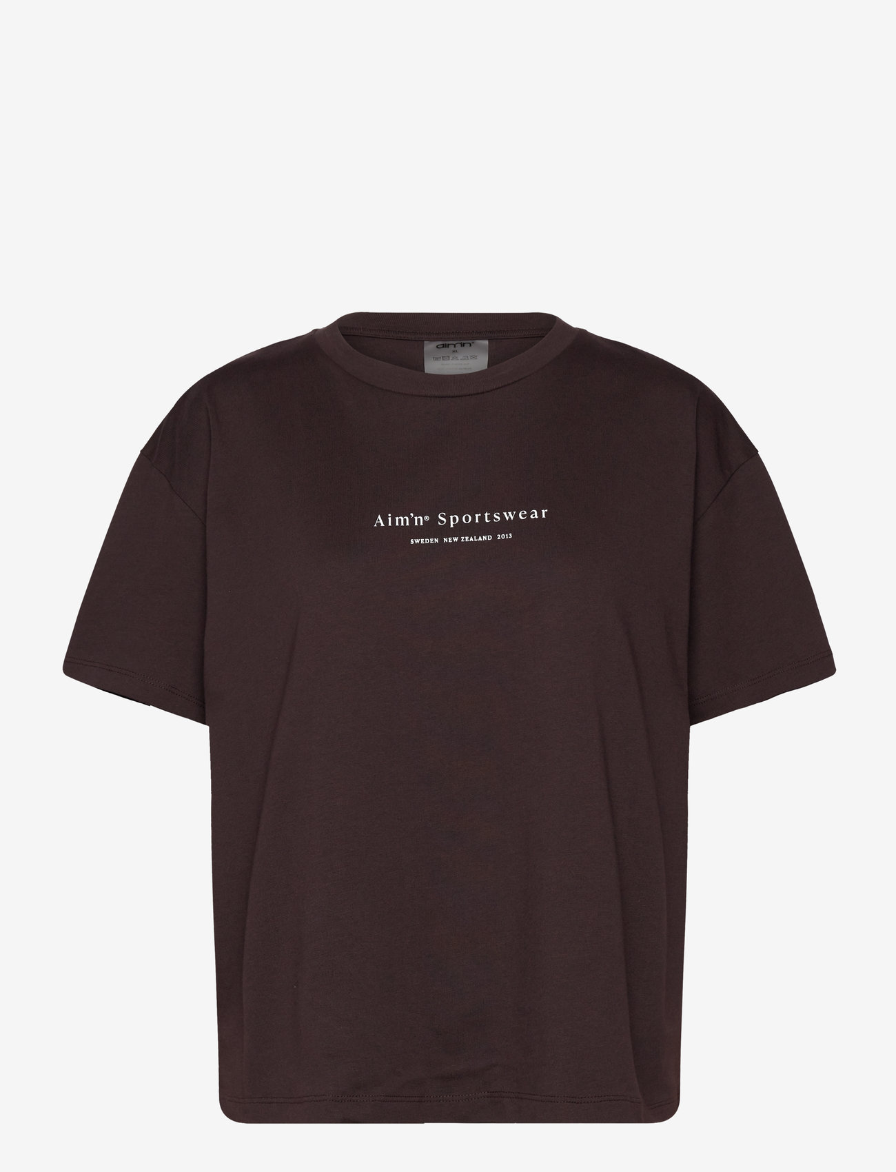 aim´n - Serif Boxy T-Shirt - t-shirts - cacao - 1