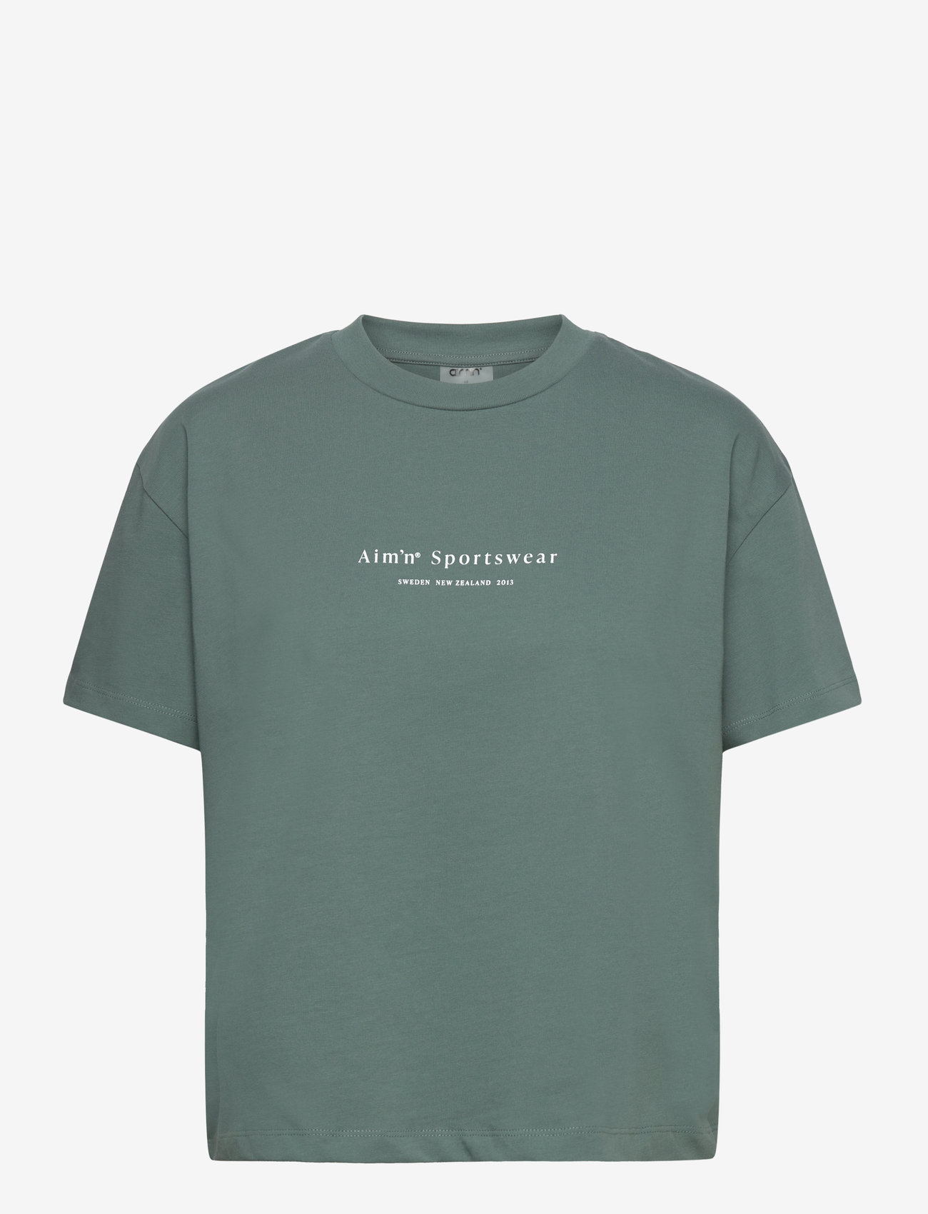 aim´n - Serif Boxy T-Shirt - t-shirts - sage - 1