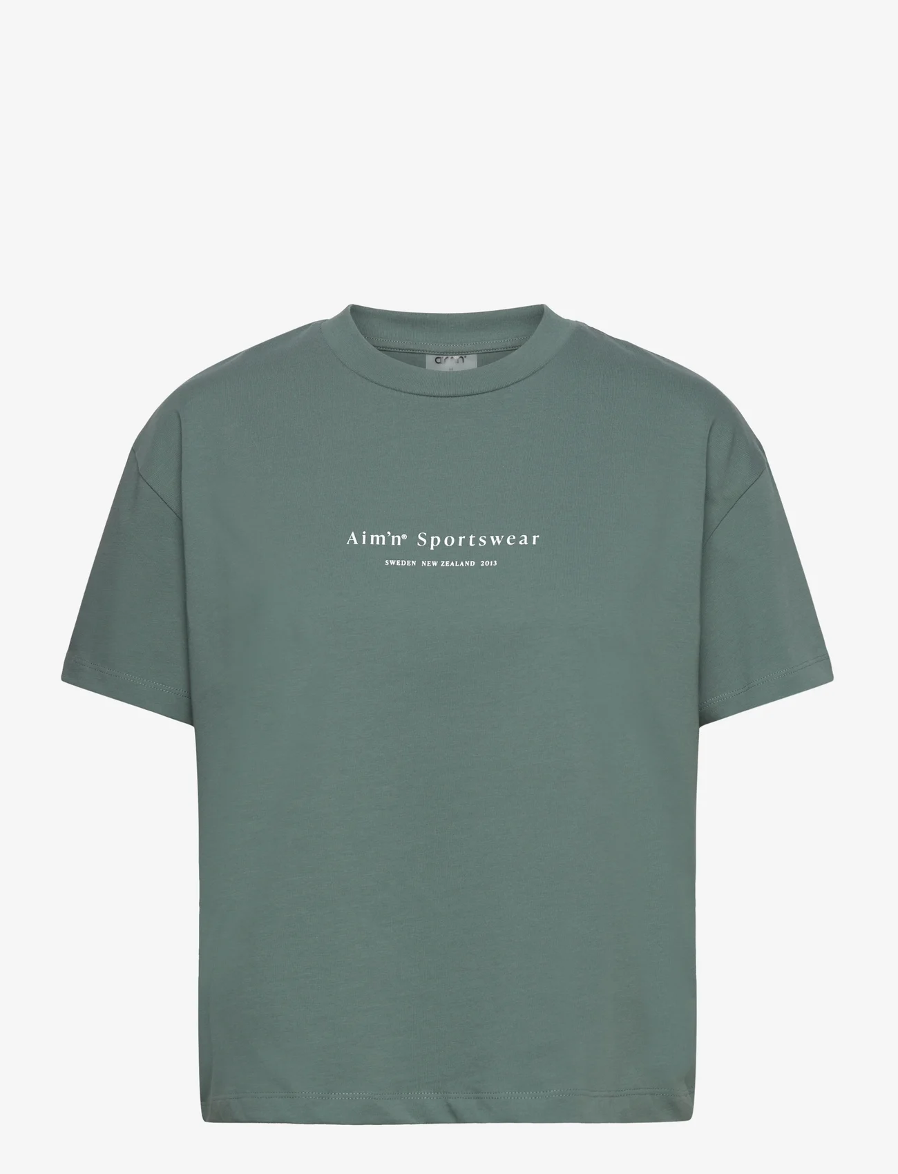AIM'N - Serif Boxy T-Shirt - topper & t-skjorter - sage - 1