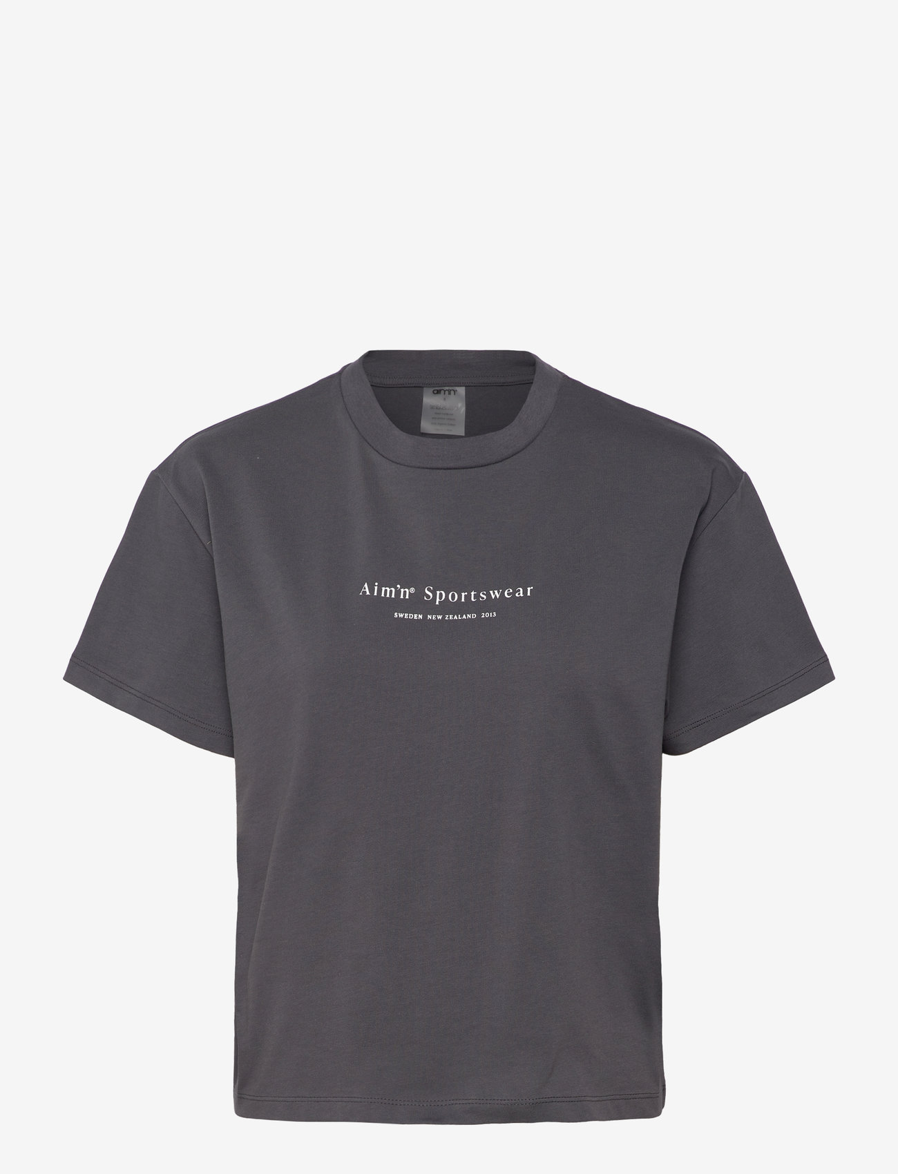 aim´n - Serif Boxy T-Shirt - t-shirts - shadow grey - 1