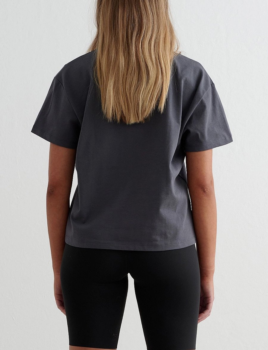 aim´n - Serif Boxy T-Shirt - t-shirts - shadow grey - 3