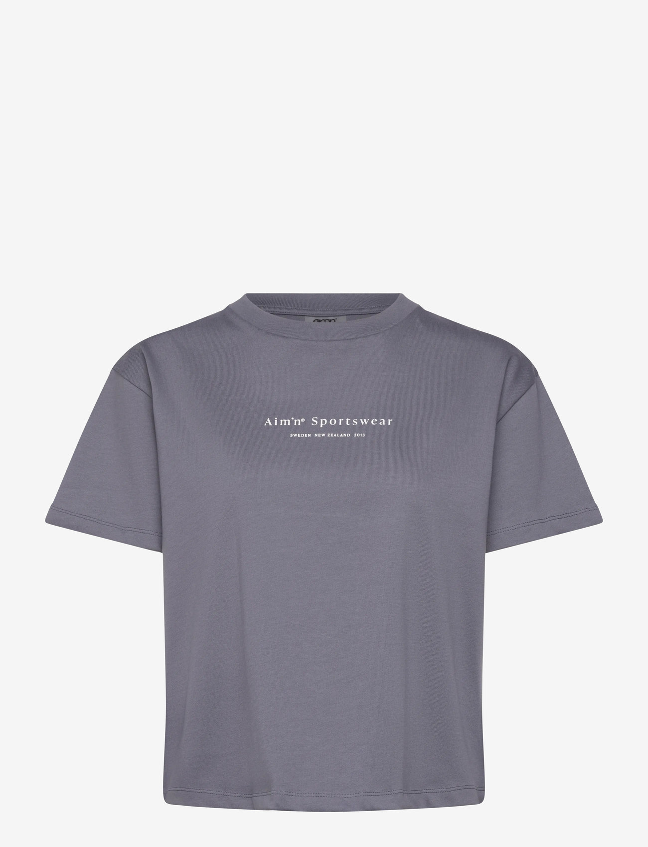 aim´n - Serif Boxy T-Shirt - t-shirts - storm blue - 1